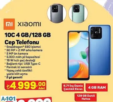 XİAOMİ 10C 128 GB CEP TELEFONU